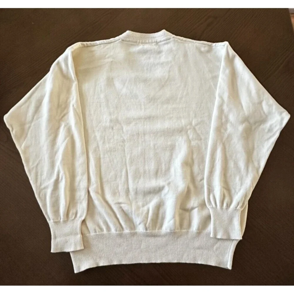 Vintage COTTON TRADERS White Knit GOLF V Neck Sweater Size M Medium‎